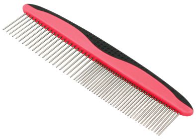 Pet Life Grip Ease' Wide and Narrow Tooth Grooming Pet Comb - Red