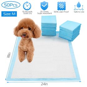 50Pcs/Set Dog Training Pads Puppy Pee Pads Cat Wee Mats Potty-Train 24x18In M - Blue & White