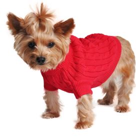 Dog Cable Knit 100% Cotton Sweater Fiery Red (size: 2X-Large)